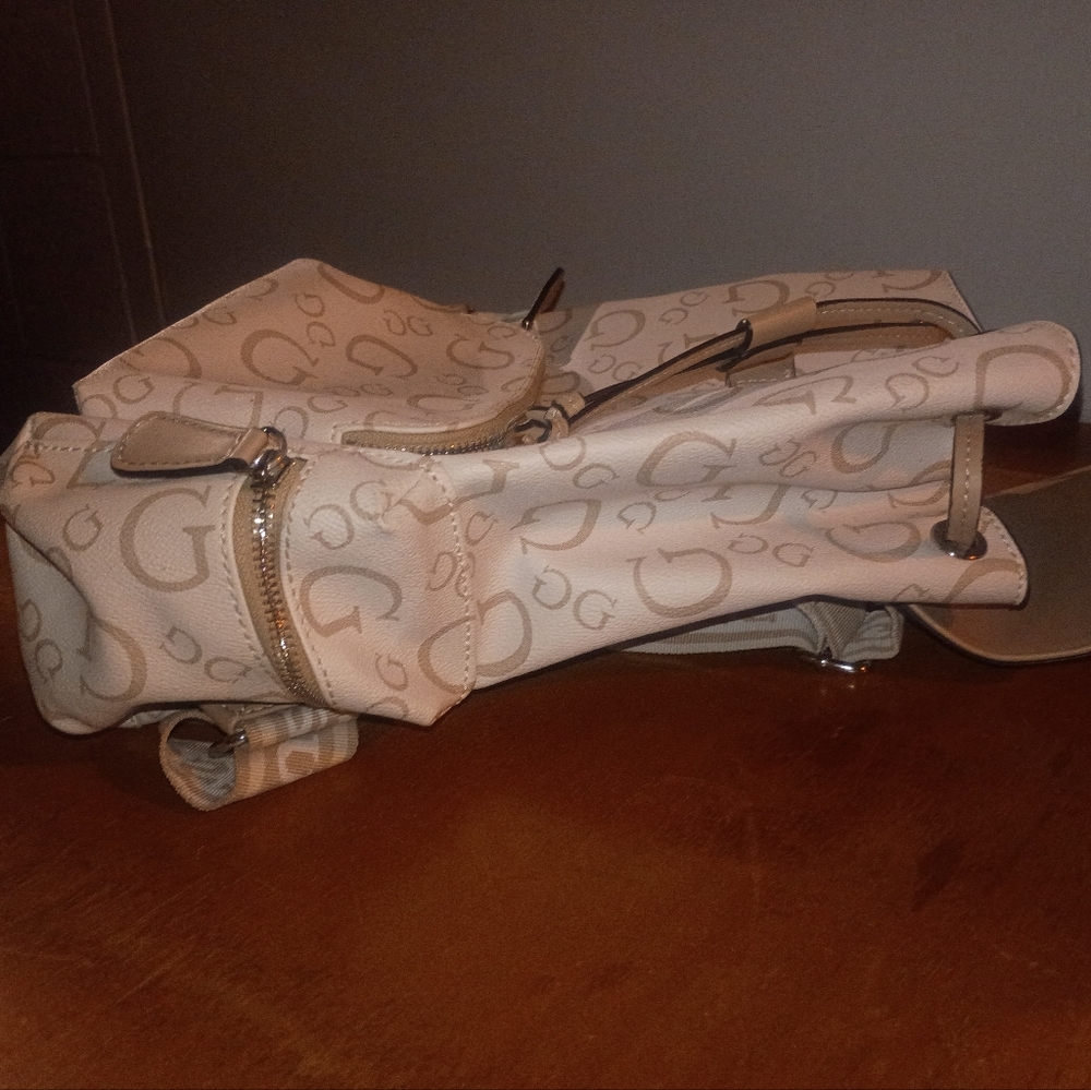 GUESS Beige Monogram Drawstring Backpack - Picture 12 of 16